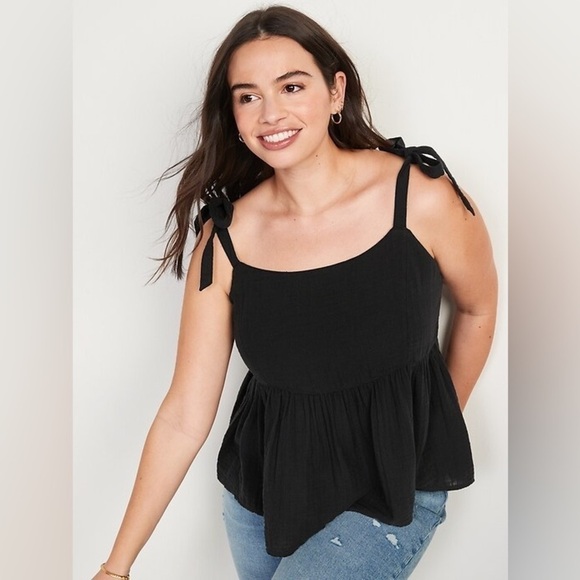 NWT! Old Navy Tie-Shoulder Waist-Defined Swing Cami Blouse - Medium 🤎 - Picture 1 of 10